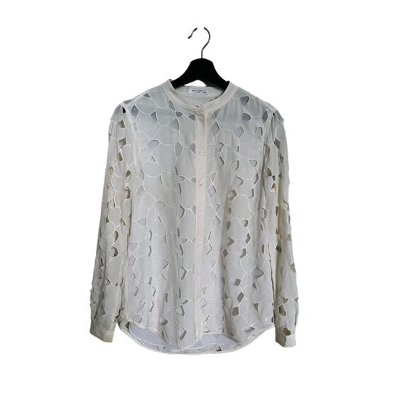 EQUIPMENT GUC Henri Embroidered Cutout Silk Shirt White XS - Picture 2 of 8